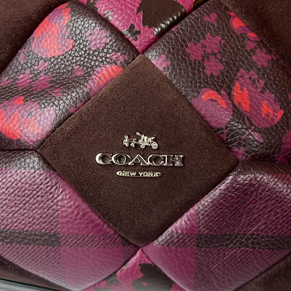 Coach Patchwork Hobo Bag in Plum and Brown - Picture 3 of 12